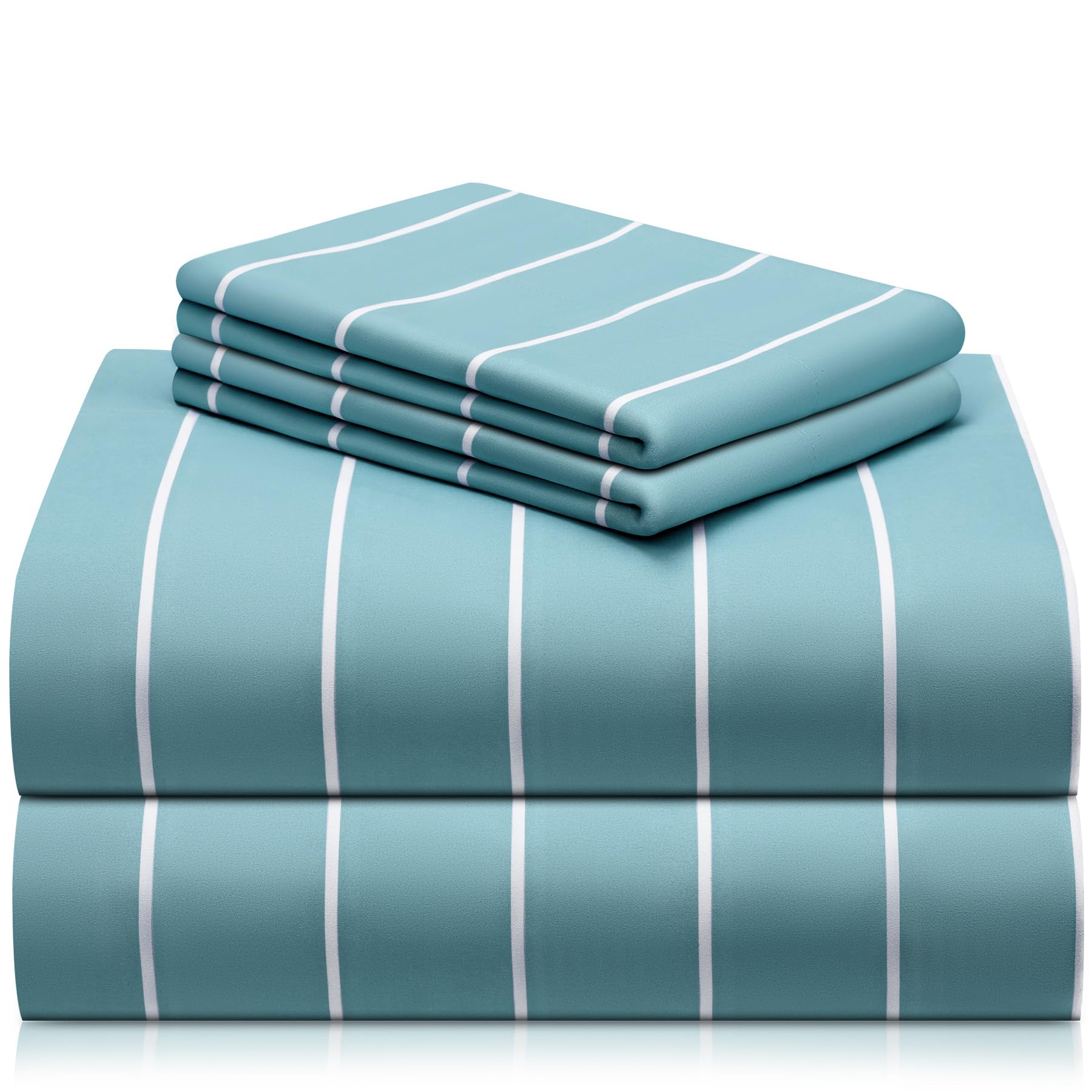 LuxClub 4 PC Queen Sheet Set, Breathable Luxury Bed Sheets, Deep Pockets Wrinkle Free Cooling Sheets Machine Washable Hotel Bedding Silky Soft - Teal Queen
